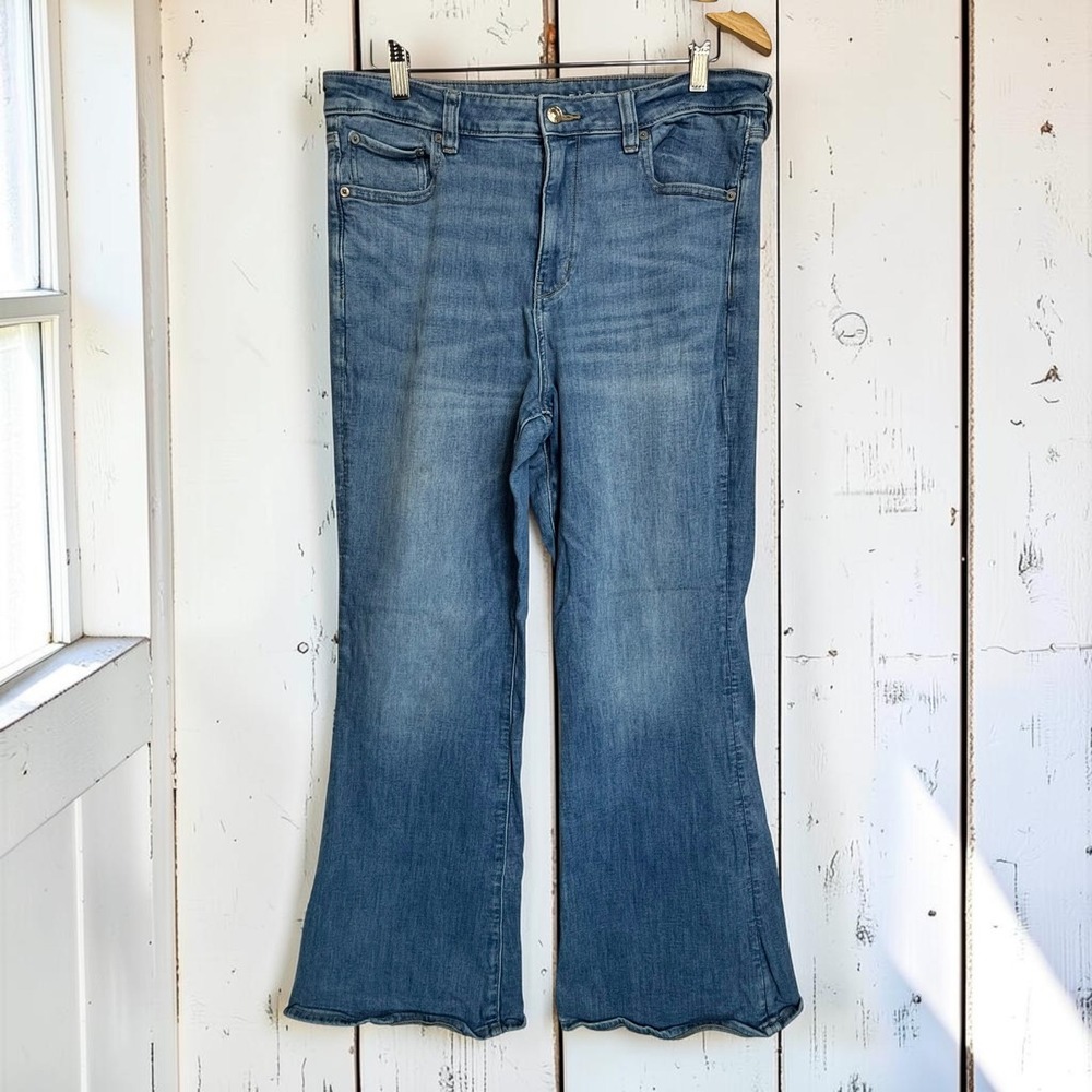 Super Hi-Rise Flare American Eagle 16 Reg Blue Cotton Next Level Stretch Boho